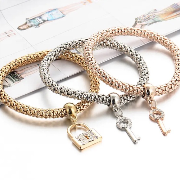 NWT 3 piece bracelet set with lock and key! - Picture 2 of 6